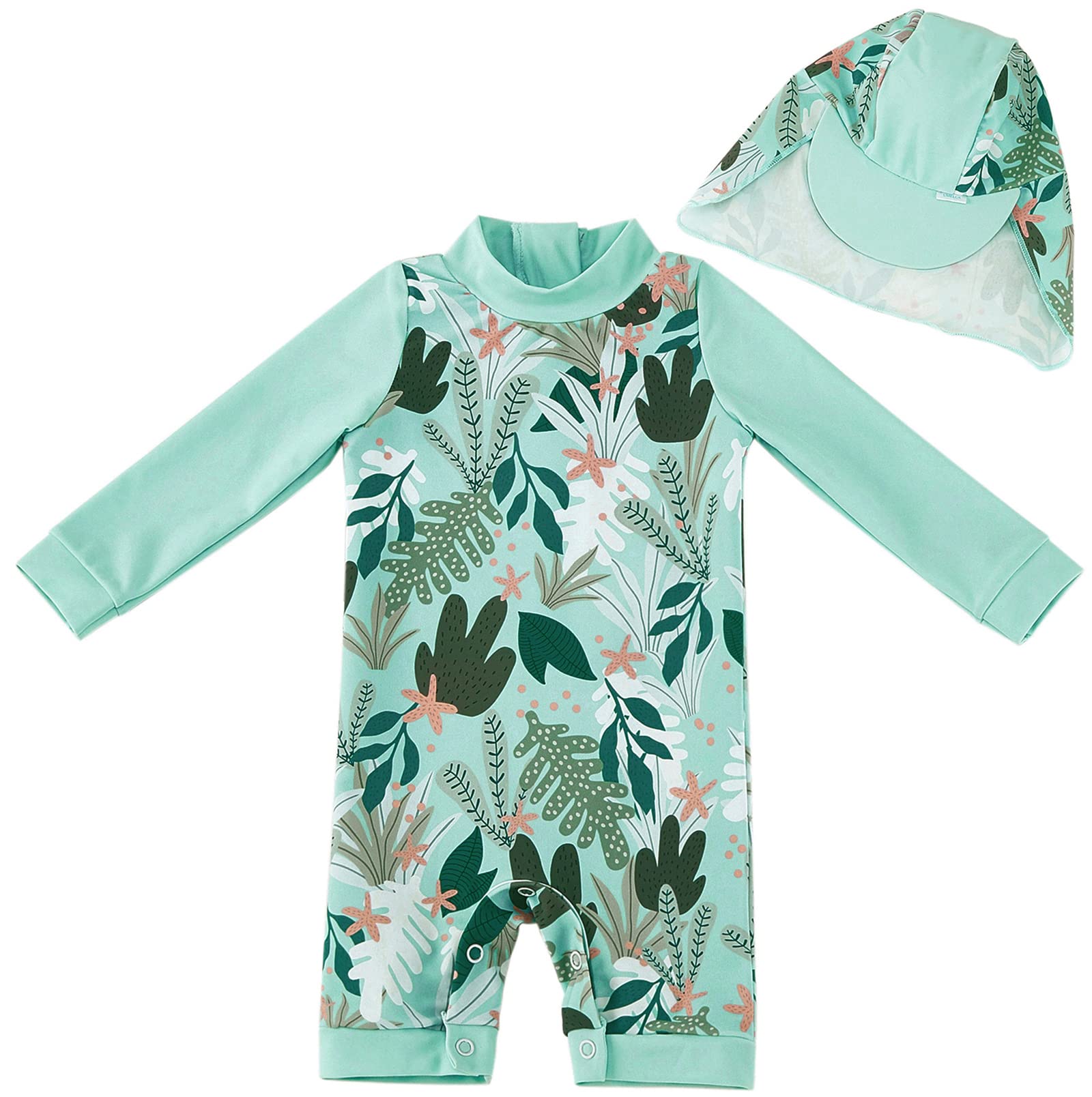 UMELOK Traje de baño para niñas con protección UV y parte inferior a presión (viene con sombrero)