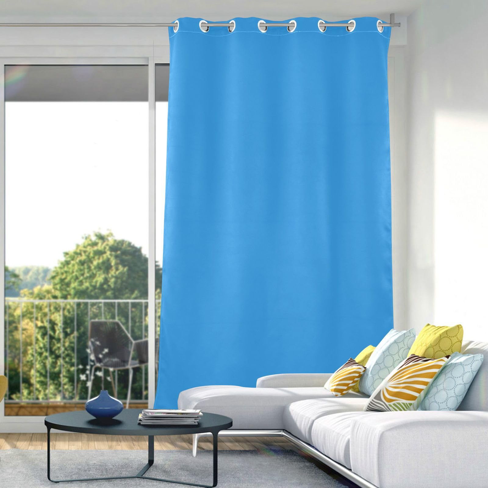 Tende Oscuranti KGORGE Lunghe 213 Cm, Blu Con Motivo Damascato, 2 Pannelli Da 132 Cm, Con Occhielli - 4