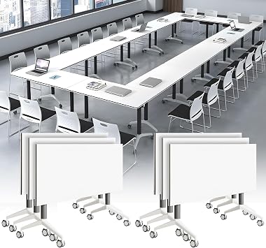 6 Pack,47in, Conference Table, Folding Meeting Table with Wheels,Modular Conference Room Tables, Modern Seminar Training Tables for Office, Meeting Room, Classrooms