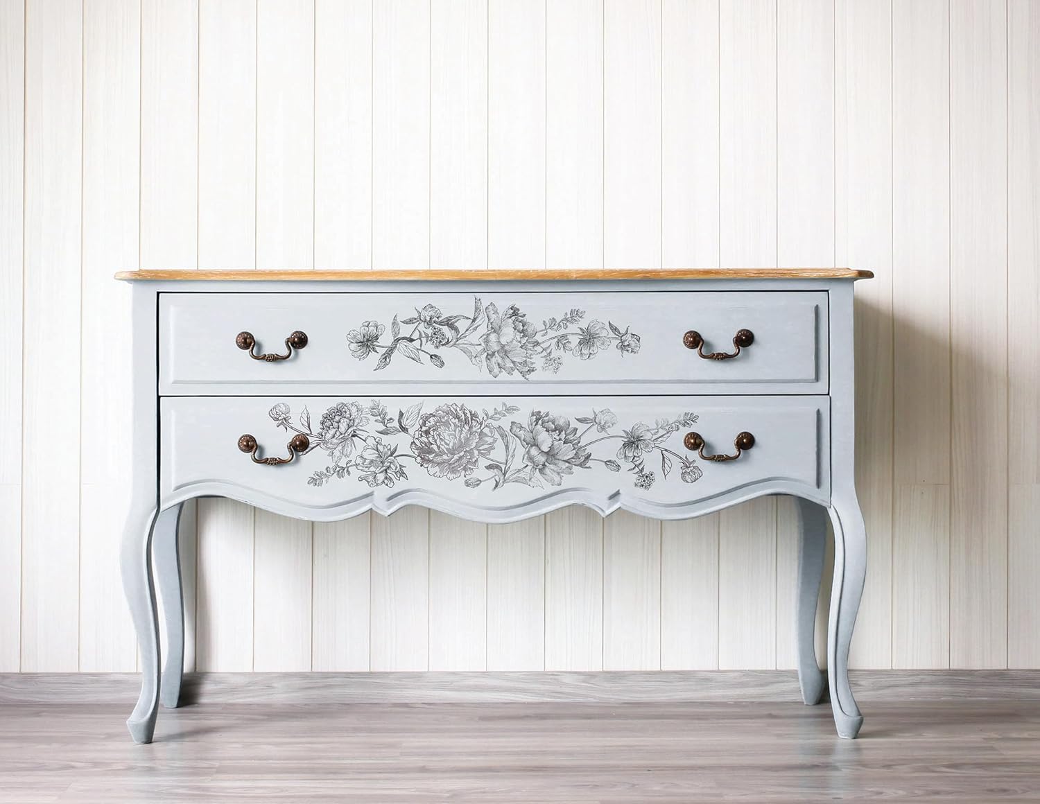 Redesign Decor Clear-Cling Stamps - Linear Floral for Wall Paint Wall Art Furniture Decorative nightstand Bed Side Stand Large Vanity Table Set Makeup Vanity Dressing Table Computer Desk