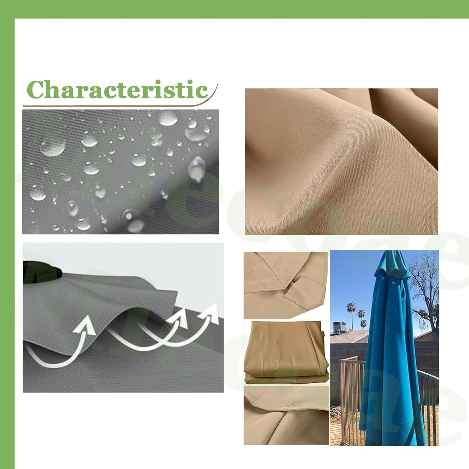 Replacement Parasol Canopy Patio Umbrella Replacement Canopy, Market Umbrellas Top for 6 Ribs 8 Ribs, Replacement Covers Market Patio Umbrella Canopy Cover(Ww21,6 Ribs- 9.8 FT 300 cm)