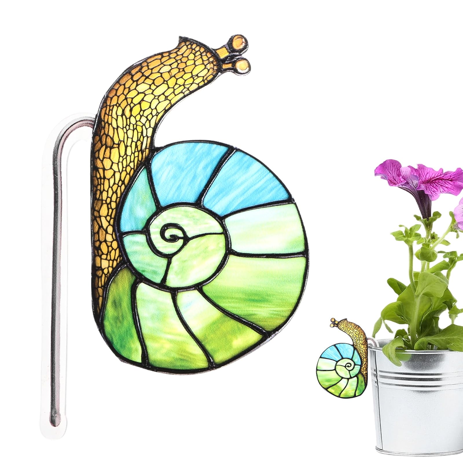 M METERXITY 1-Pack Snail Acrylic Stakes 4.7 Inch Bird Garden Decoration Ornament Potted Plant Decorative Signs for Flower Pot/Planter/Yard/Patio/Outdoor/Indoor[Snail 5]