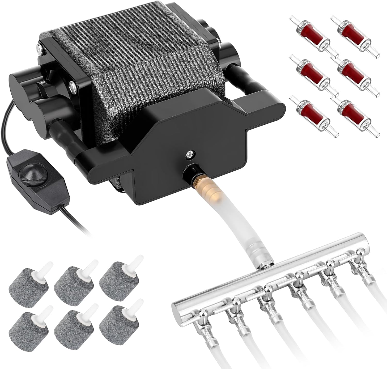 AquaMiracle 6/8/16W Quiet Fish Tank Air Pump 200/317/475GPH High Pressure Aquarium Air Pump Commercial Air Pump Pond Aerator Bubbler Hydroponics Air Pump