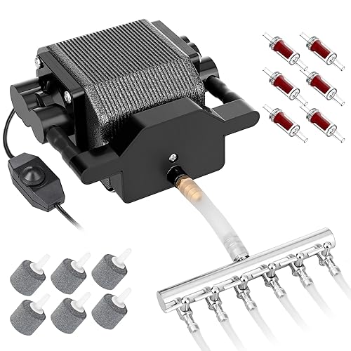 AquaMiracle 6/8/16W Quiet Fish Tank Air Pump 200/317/475GPH High Pressure Aquarium Air Pump Commercial Air Pump Pond Aerator Bubbler Hydroponics Air Pump