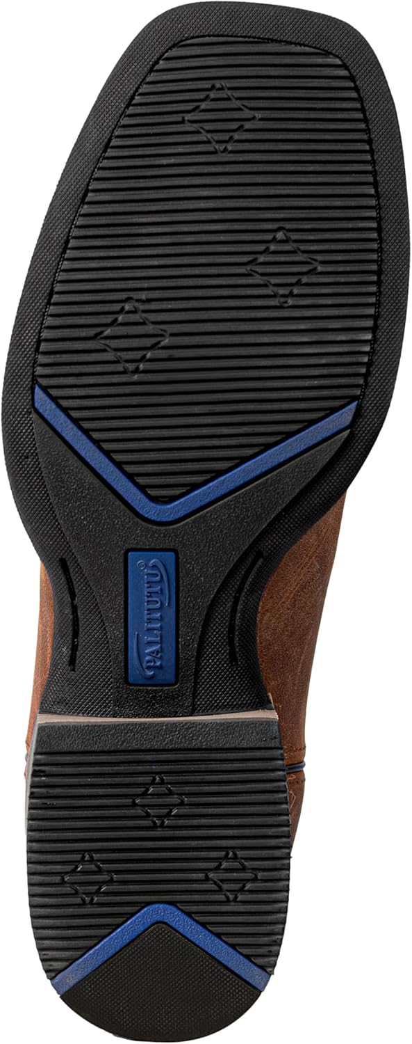 Palitutu Men’s Western Cowboy Boots, Fashionable Embroidered Full Grain Leather, Square Toe Pull-On, 4-Layer Composite Sole, Slip-Resistant Work & Riding Boots