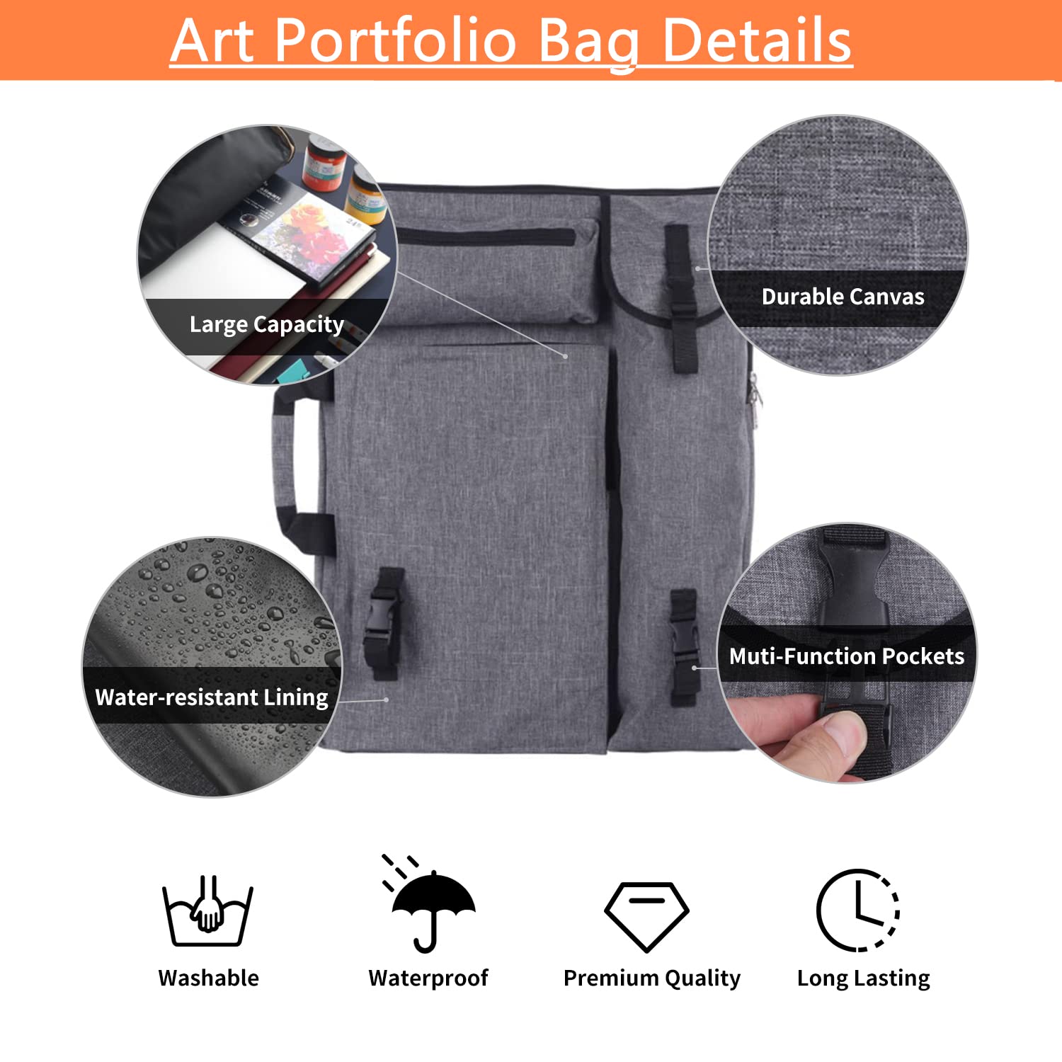 huyear Art Portfolio Case 18 x 24 inch,Big Art Portfolio Bags for