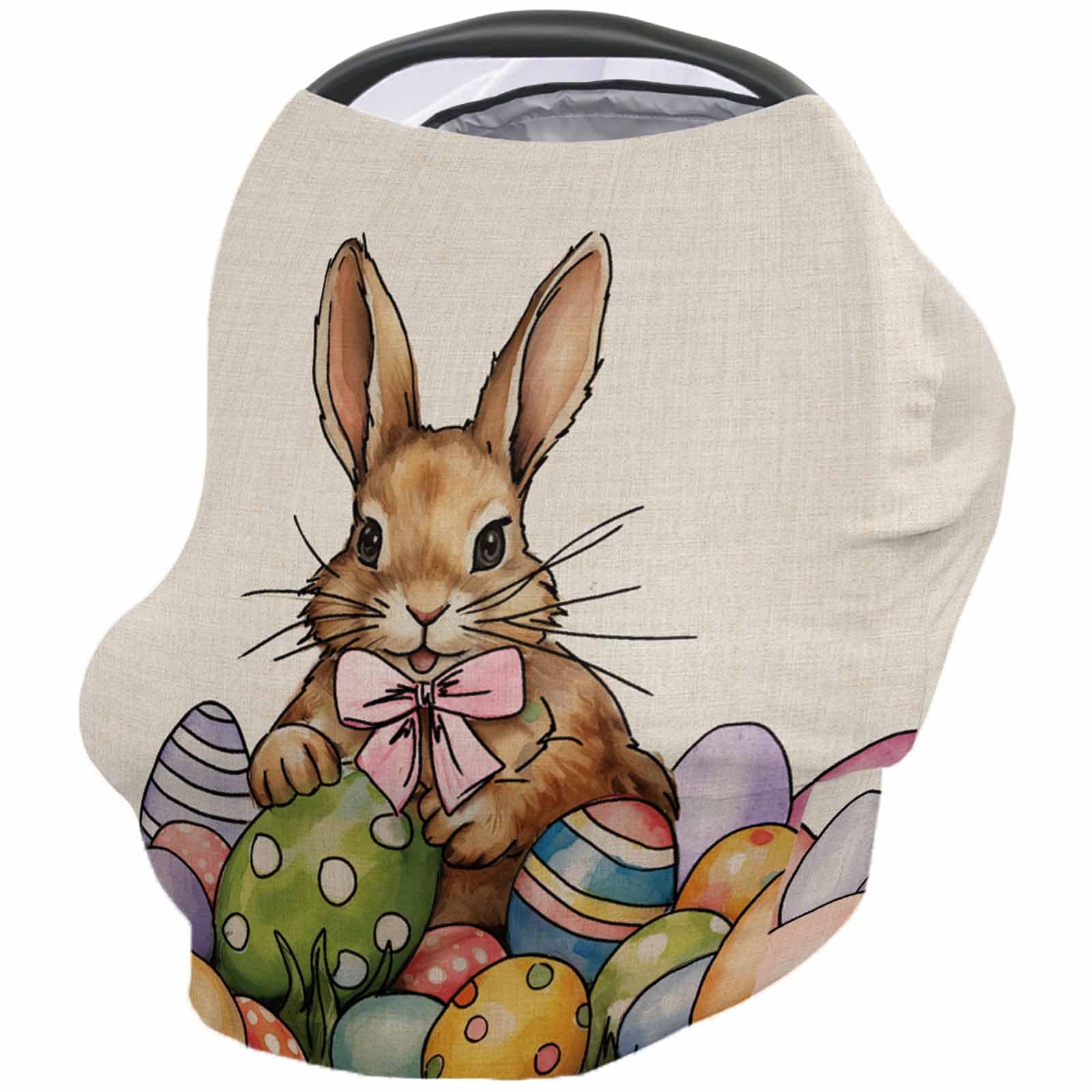 Nursing Cover for Breastfeeding Scarf, Easter Eggs Bunny Vintage Rabbit Baby Car Covers Super Soft Multi Use for Canopy Shopping Cart Cover Blanket Stroller Cover