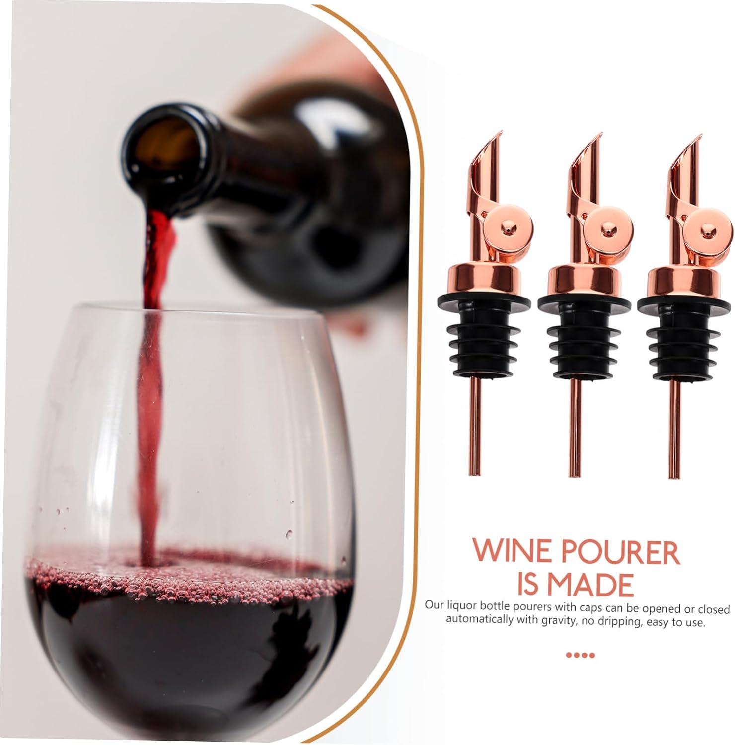 Oil Wine Bottle Automatic Lid Grease Spout Stainless Steel Easy to Use Reusable for Spirits Liquor Bottle Olive Oil Cruet