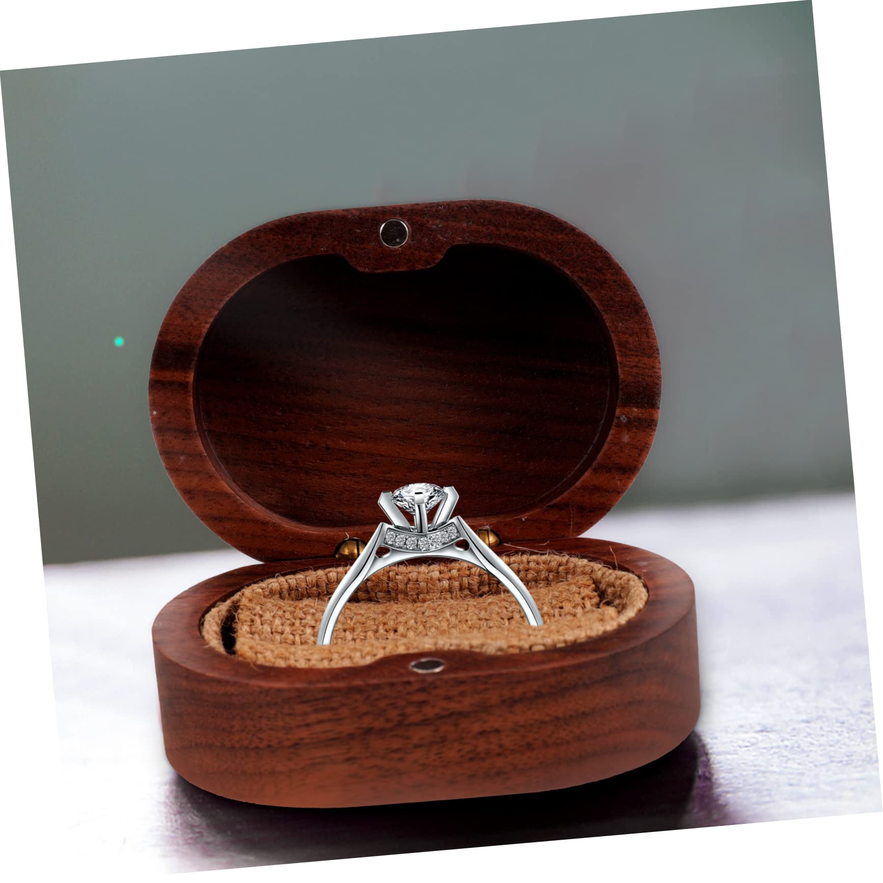 SHERCHPRY 5pezzi Scatola Legno Per Anello Di Fidanzamento Design Rustico e Retro Portagioie Con Apertura Magnetica Per Proposta e Matrimonio Elegante Custodia Per Gioielli