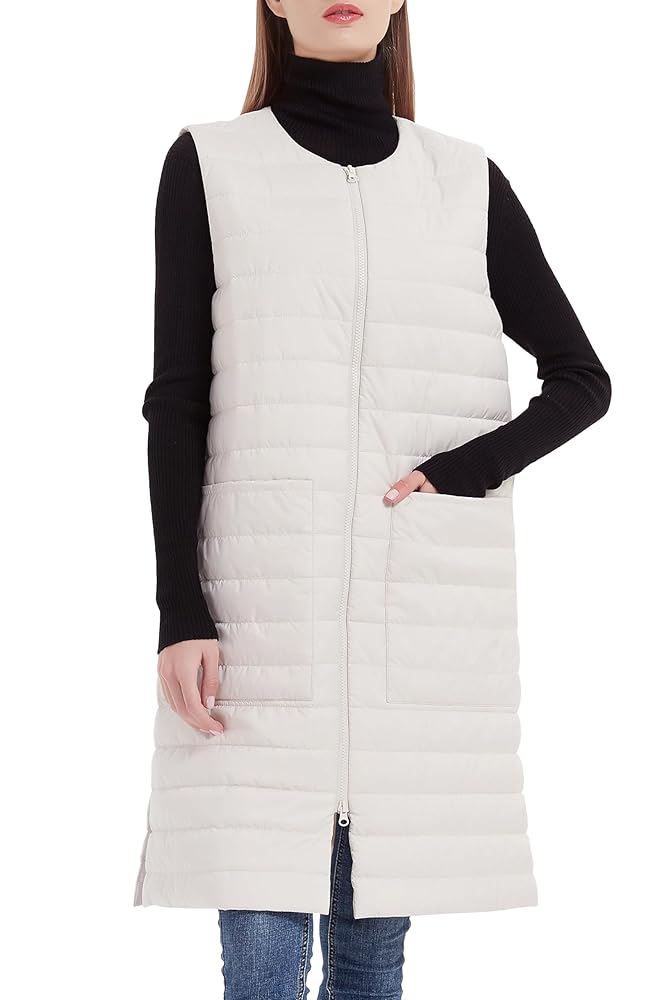 PACIBE Women Long Puffer Vest Down Quilted Lightweight