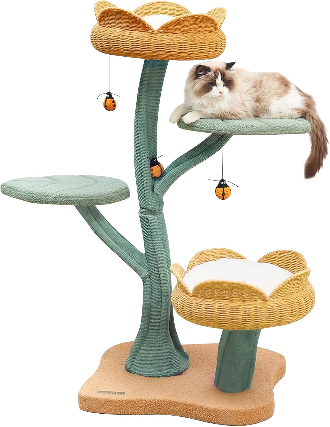 Happy & Polly Tulip Design 47.8-in Fleece Large Cat Tree (Yellow)