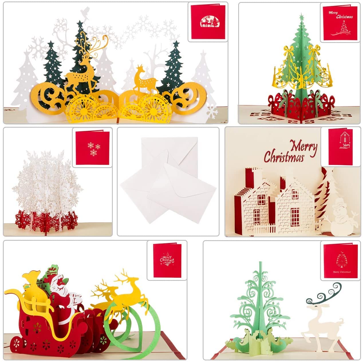 3D Pop-Up Weihnachtskarte Mit Umschlag – Festliches Design Zum Aufstellen