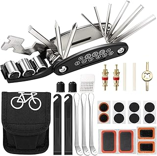Fahrrad Multitool Reparatur Werkzeug Kit,16 in 1 Punktions set,Mountainbike Fix Zubehör,mit Reifenheber,Ventil Ader Schlüs...