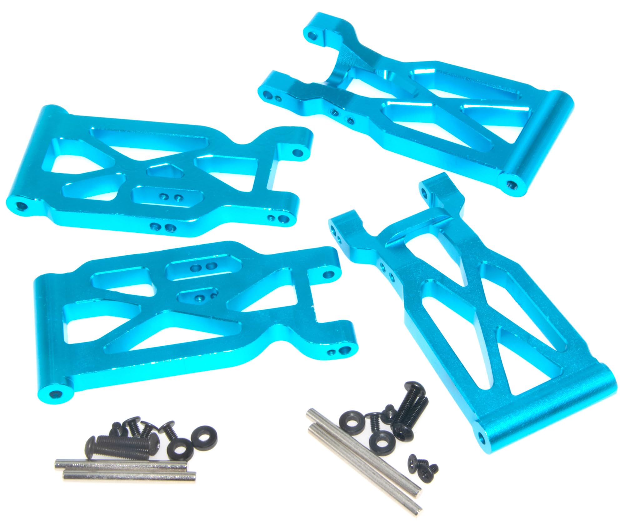 Suspension Control A Arms Compatible With 1/10 Wltoys 104001 144002 124019 124018 124017 144010 Parts RC Car Truck Aluminum Alloy Swing Suspension Arm Upgrade(Blue)