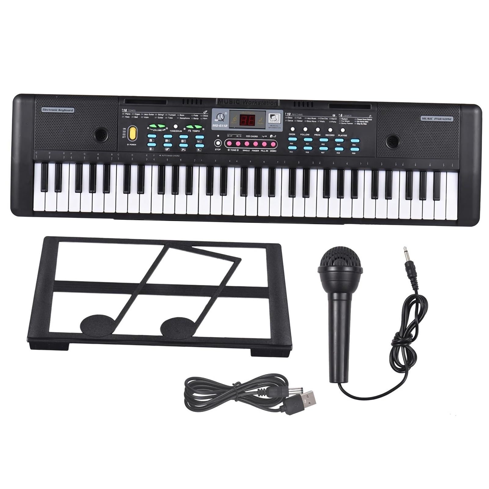 Piano Teclado Piano Eléctrico De 61 Teclas Órgano Electrónico Teclado Electrónico Piano Altavoces Estéreo Duales Incorporados
