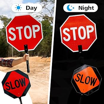 USA STOP看板 Round Stop Sign With Black Border Floor Sign