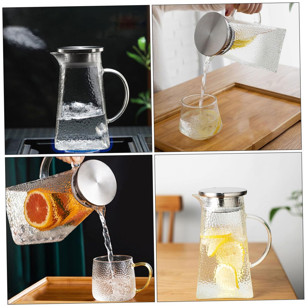 Botella De Agua Fría De Vidrio Con Tapa Hogar Jarra De Agua Hogar Para Beber y Zumos La Cocina Oficina