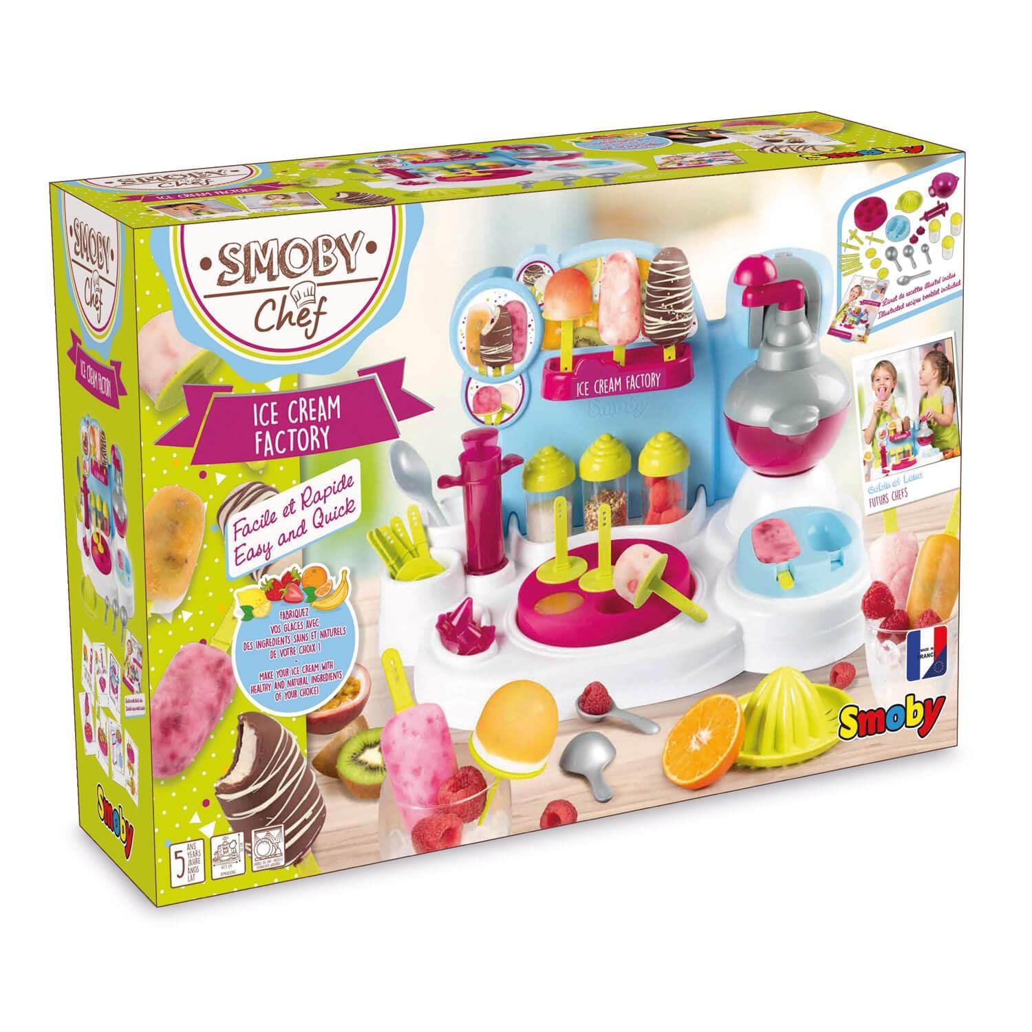 Smoby Chef Eis-Fabrik - Eismaschine für Kinder mit Zubehör (ohne Zutaten) - Küchengerät zur Herstellung & Dekoration von Eiscreme - ab 5 Jahren