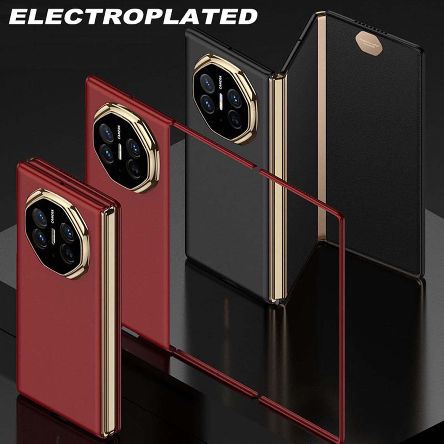 Ultra Thin Case for Huawei Mate XT, PC Electroplated Cover with Magnetic Support Wireless Charging Shockproof Cover,Black,XT