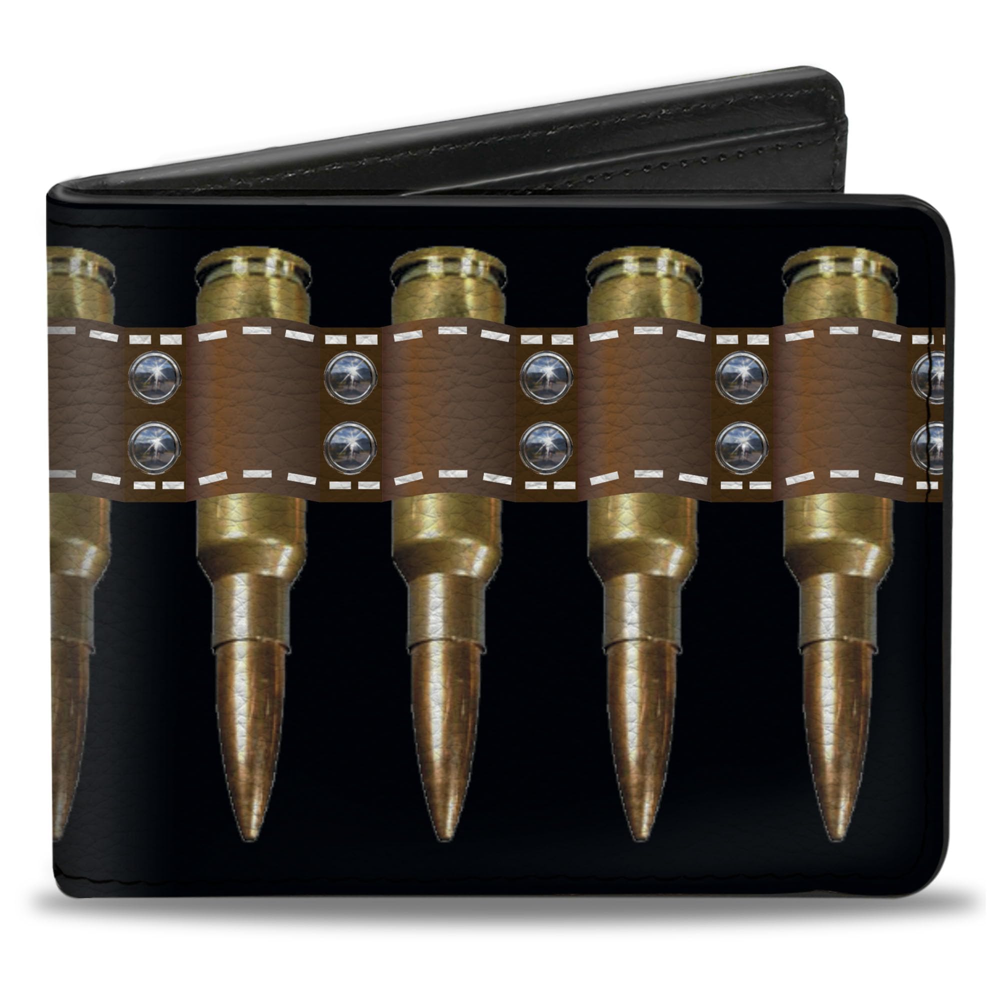Buckle-Down Men's Wallet, Bifold, Printed Bullets Pattern, Vegan Leather, Multicolor, 4.0