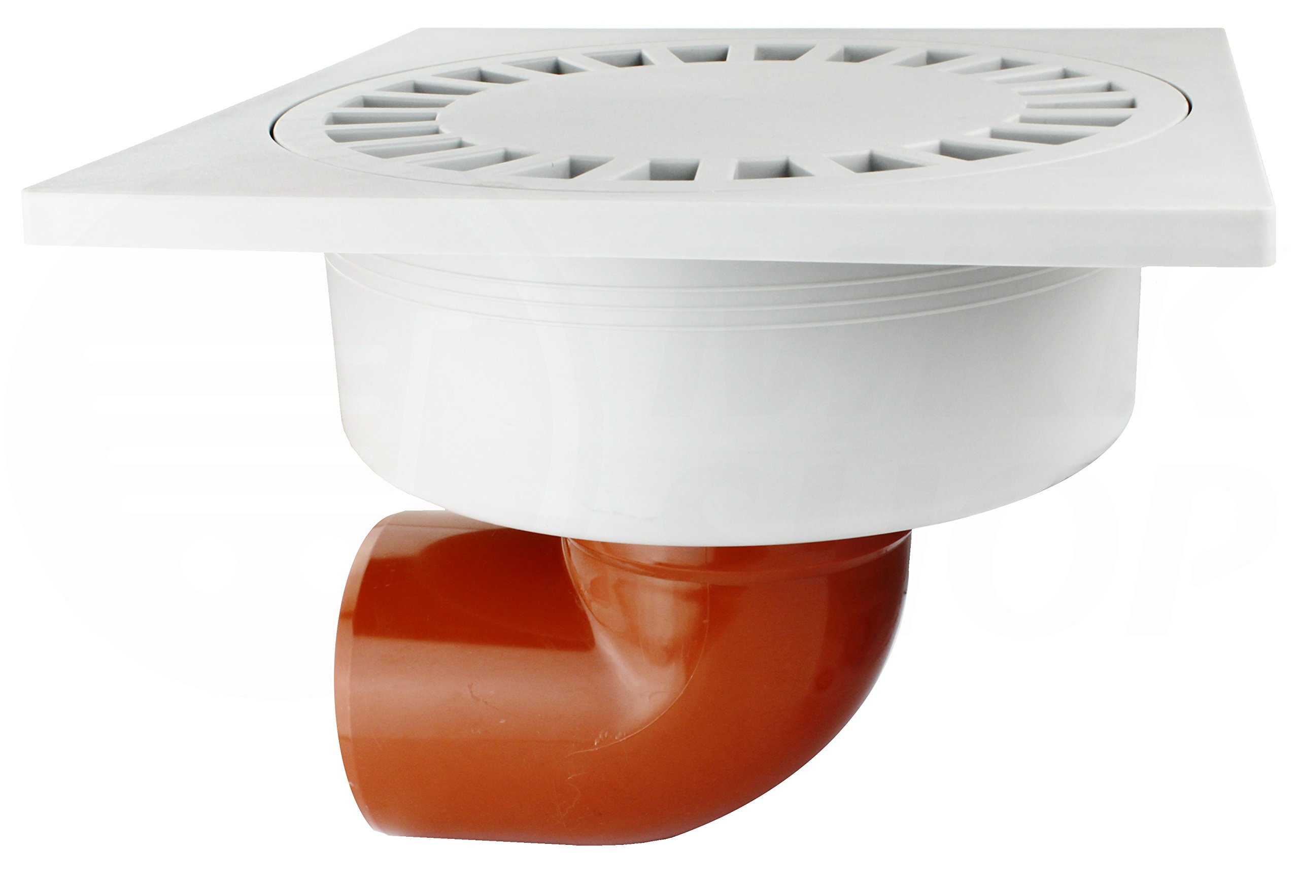 Kellerablauf 300 x 300 DN110 90° Gartenablauf Grau Kanaldeckel Hof Ablauf Siphon