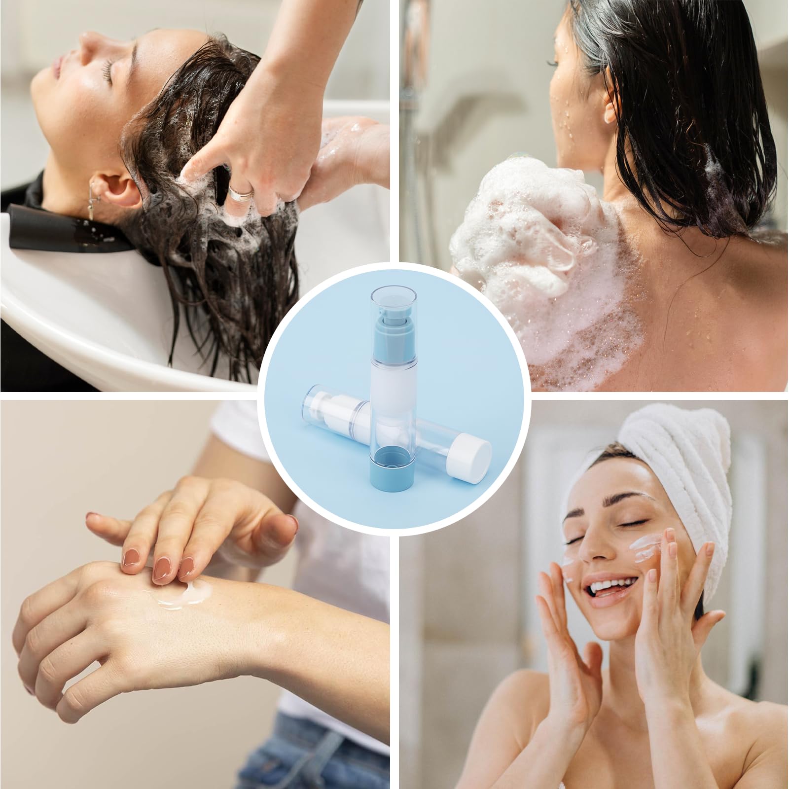 Segbeauty Crema Mani Dispenser, 3 Pezzi 50ml Airless Flaconi, Dosatore Contenitore Bottiglie, Leggero e Portatile, Airless Porta Crema Pump di Plastica, Contenitori da Viaggio per Liquidi