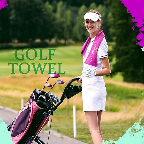 Miniatura 8 de Peryiter 4 toallas de golf Shine con clip Drip Lime en varios colores disponibles, toalla de microfibra con patrón de gofre, accesorios para hombres