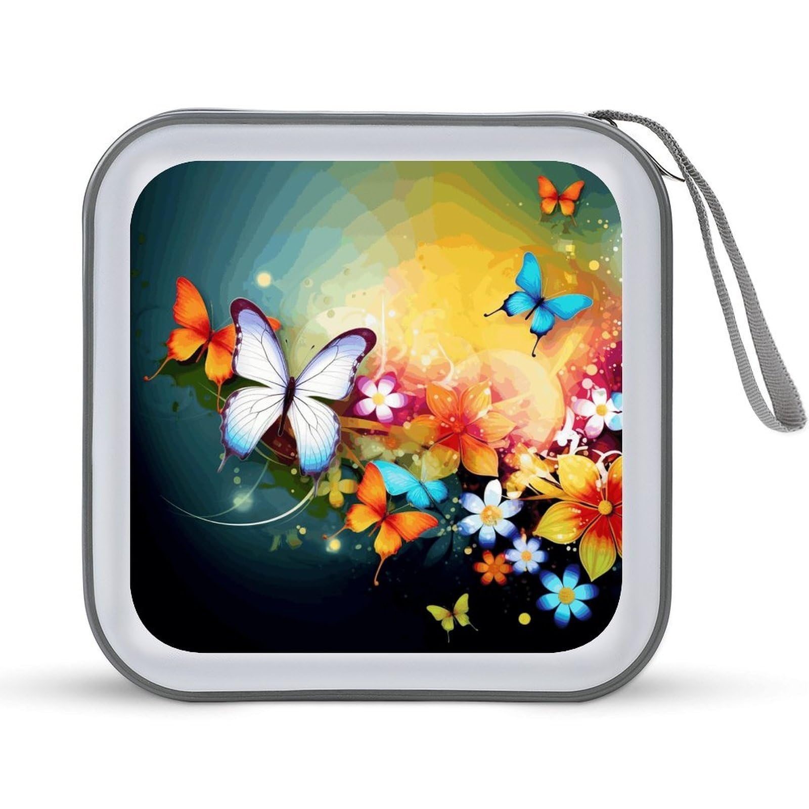 VstaDank Colorful Butterfly CD Case DVD Holder Storage Portable Carry Binder Holder Wallet Large Storage Disc Wallet Bag Hard Plastic DVD Disc Case Large Media Binder Capacity 40pcs