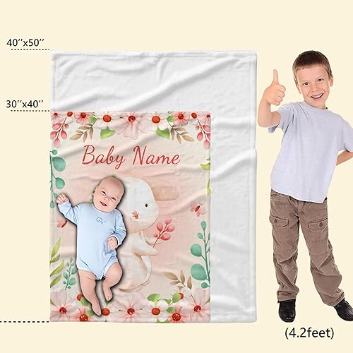 Miniatura 173 de Manta personalizada con diseño de jirafa y elefante, manta de franela suave, acogedora y ligera con nombre para sofá, cama, sofá, regalo, unisex