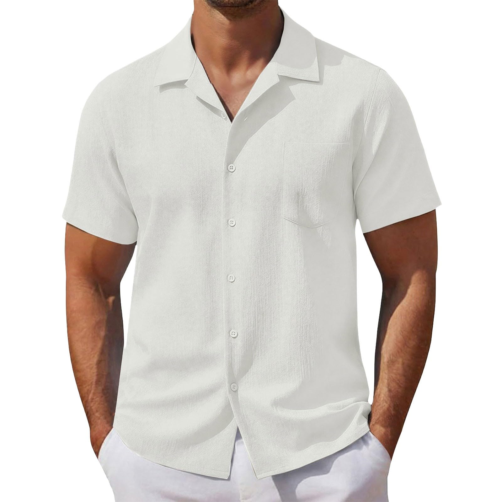 Camisa de Manga Corta para Hombre Casual Verano Playacamisa de linoVerstil para el da da