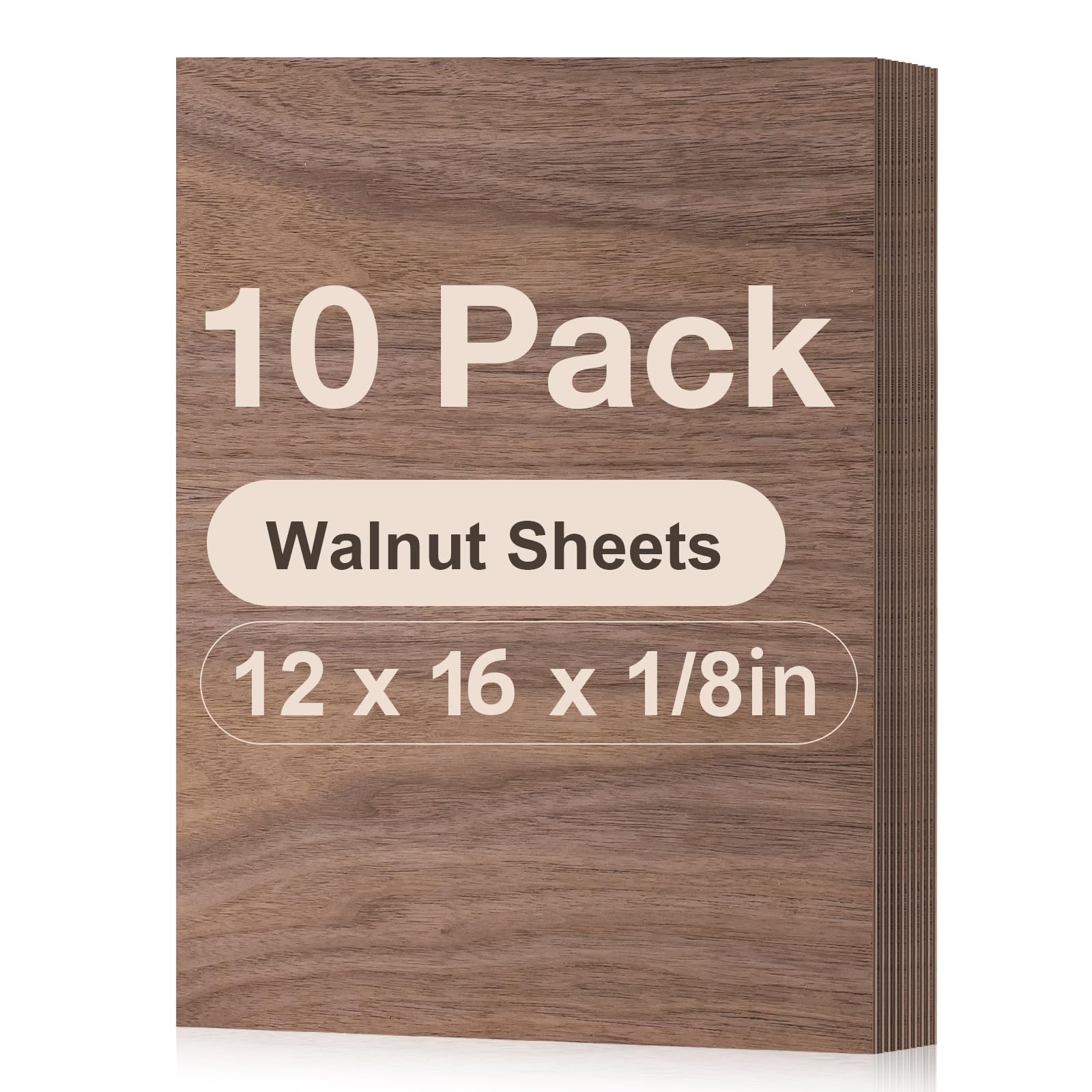 Rowood 10 Pack Walnut Plywood 1/8,12x16x1/8inch,3mm Thick Unfinished Wood for Laser Cutting and Engraving,DIY Ornaments,Wood Burning,Models Drawing