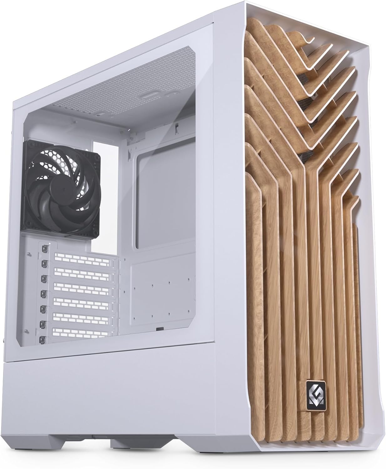 Phanteks MagniumGear (MG-NE523A_WT06W) Neo Air 2 ATX ミッドタワー 高風量ウッドテクスチャフロントパネルデザイン 4X 120ブラックファン強化ガラスホワイト