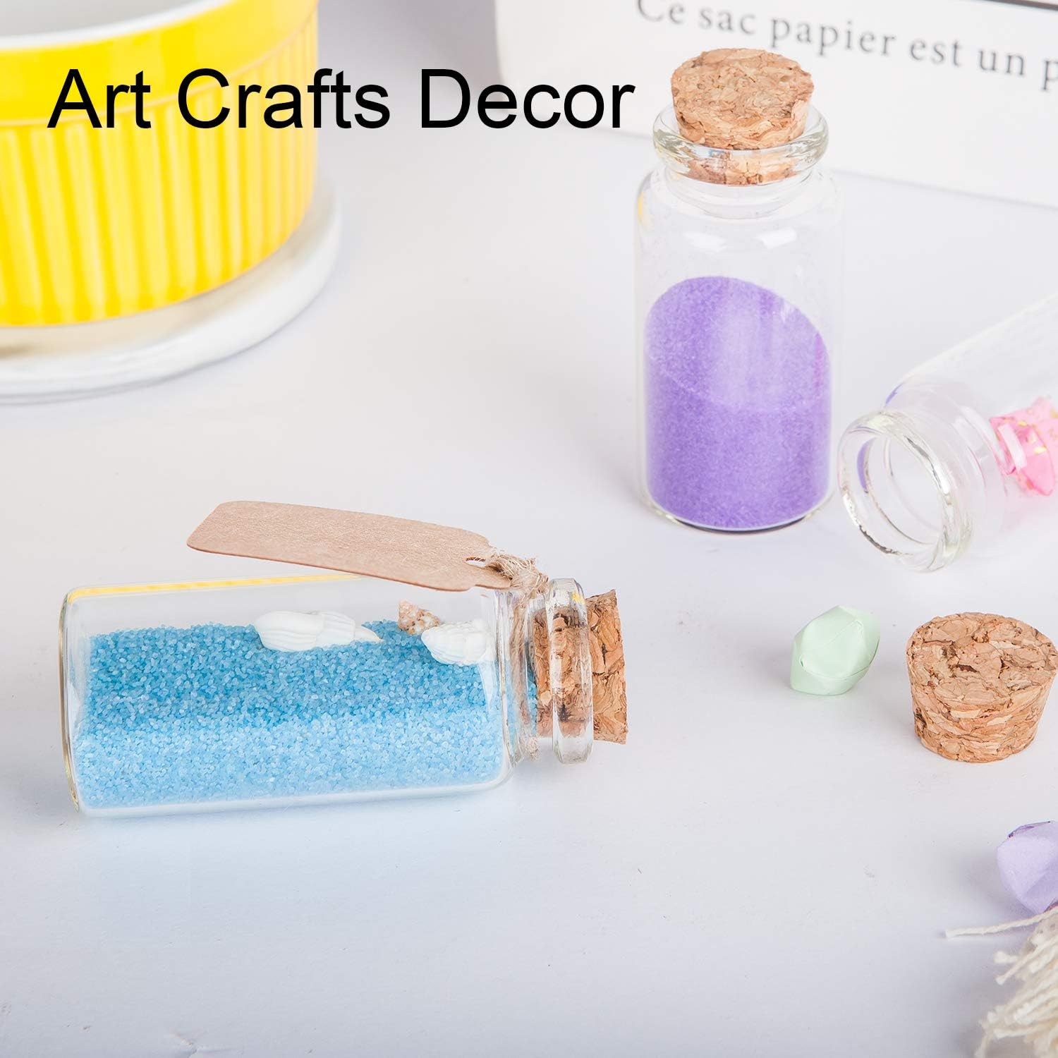 64PCS Cork Stoppers Glass Bottles, DIY Decoration Small Tiny Glass Jars Favors,Mini Vials Cork,10ml Storage Container for Art Crafts for Wedding Party Supplies