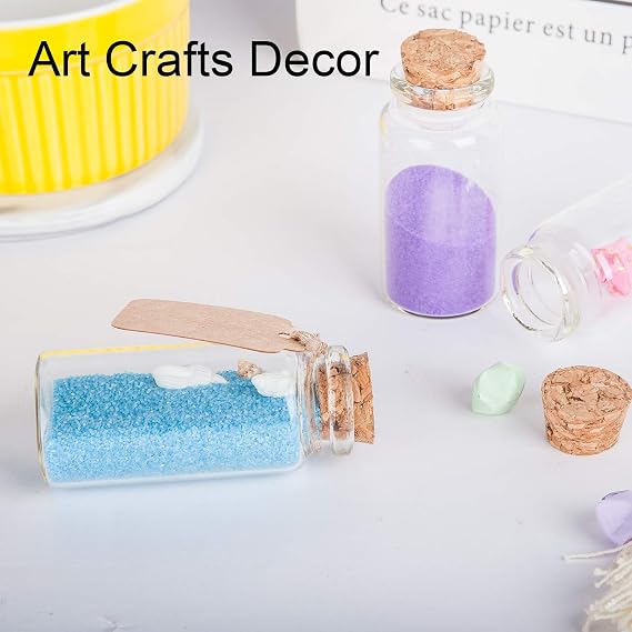 64PCS Cork Stoppers Glass Bottles, DIY Decoration Small Tiny Glass Jars Favors,Mini Vials Cork,10ml Storage Container for Art Crafts for Wedding Party Supplies