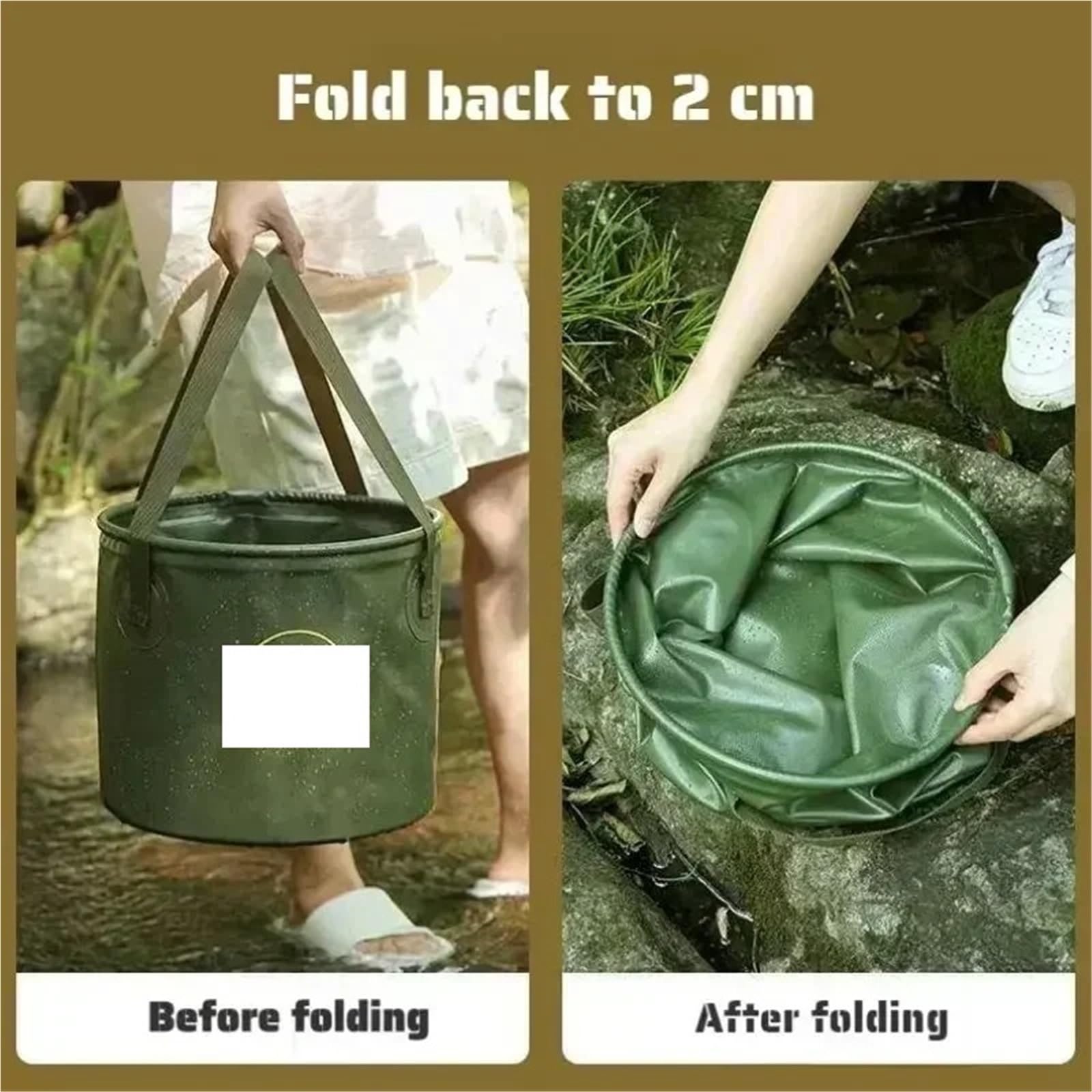 Camping Faltbarer Eimer 5/10/20L Faltbarer tragbarer Eimer mit Abdeckung Autowaschanlage Angeln Badezimmer Werkzeug Silikoneimer Outdoor Camping Haushaltsbedarf(Mix-Green-3PCS)