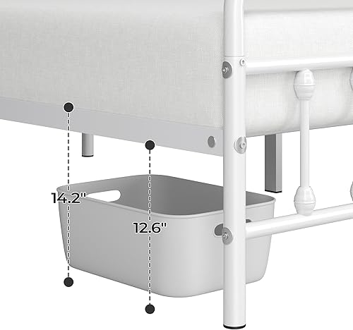 Miniatura 82 de YAHEETECH - Marco de cama de metal clásico con estructura de hierro y estilo victoriano, cabecero y pie, espacio debajo de la cama, no necesita base