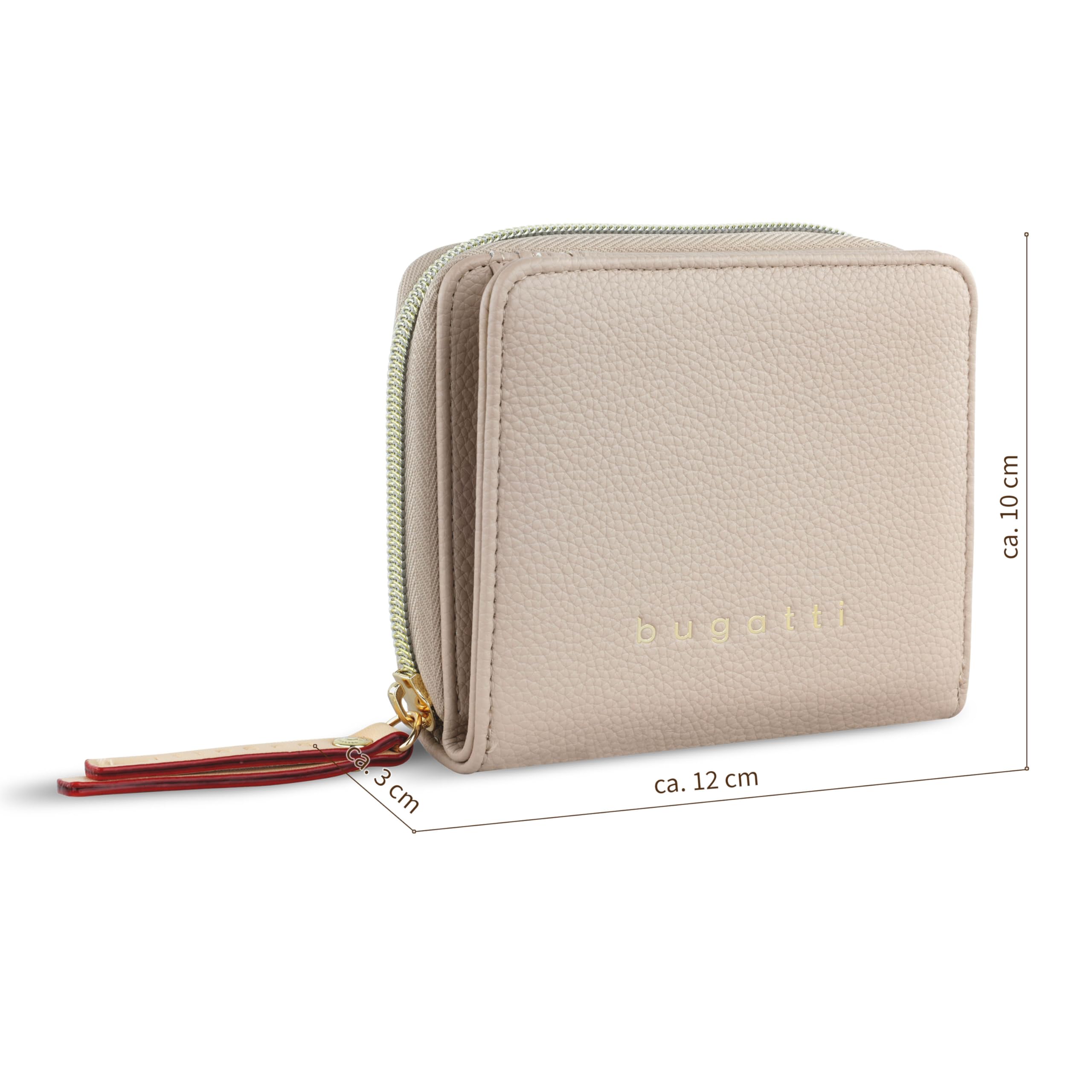 bugatti Ella portafoglio piccolo da donna, portamonete in pelle sintetica, portafoglio da donna, beige