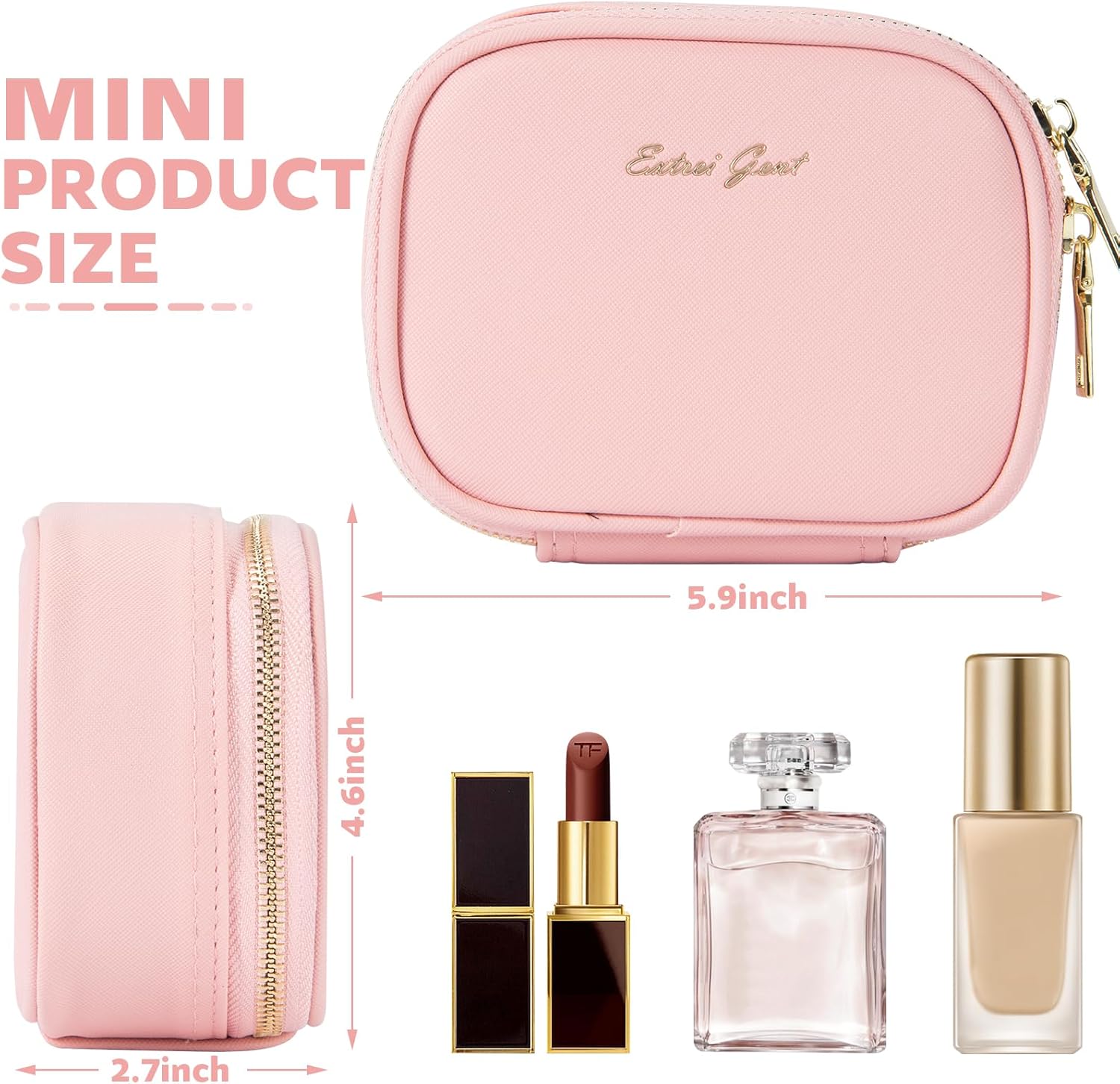 Mini Makeup Bag with Led Mirror, Small Travel Make up Bag 3 Light Modes Adjustable Brightness, for Women Organizer Cosmetic Bag, Portable Travel Train Toiletry Bag, for Pool Parties Work Touch-Ups