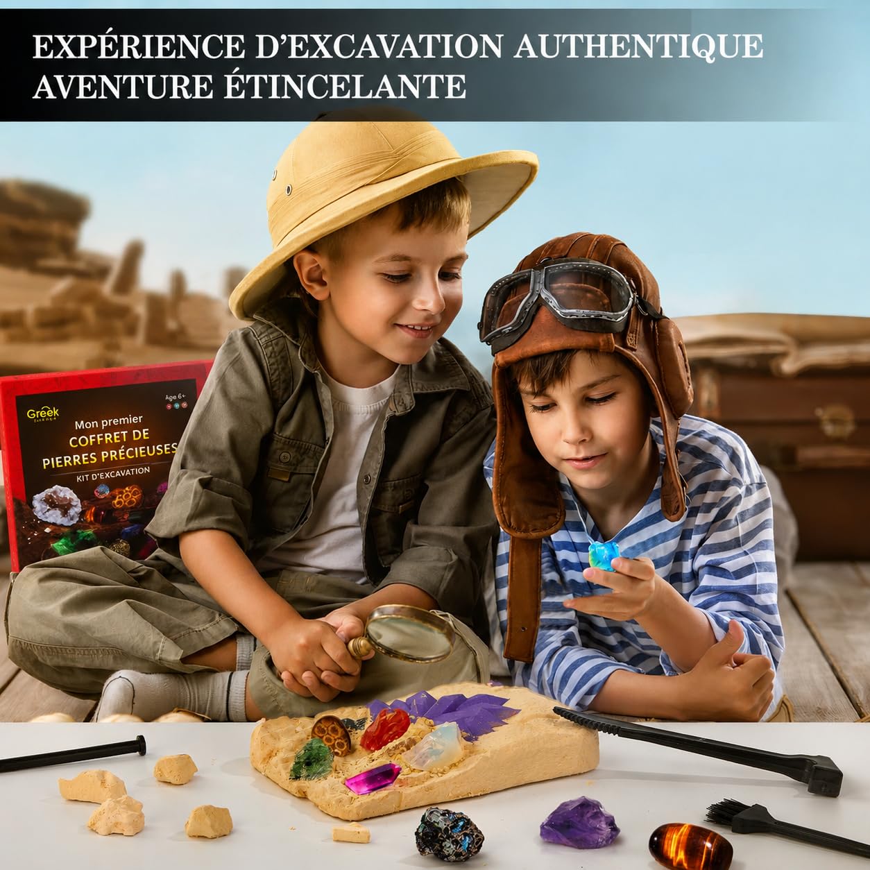 Mon Premier Kit De Fouille De Pierres Précieuses pour Enfant | Déterrez 15 Pierres Précieuses Et Cristaux Authentiques, Kits Excavation pour Garçon et Fille
