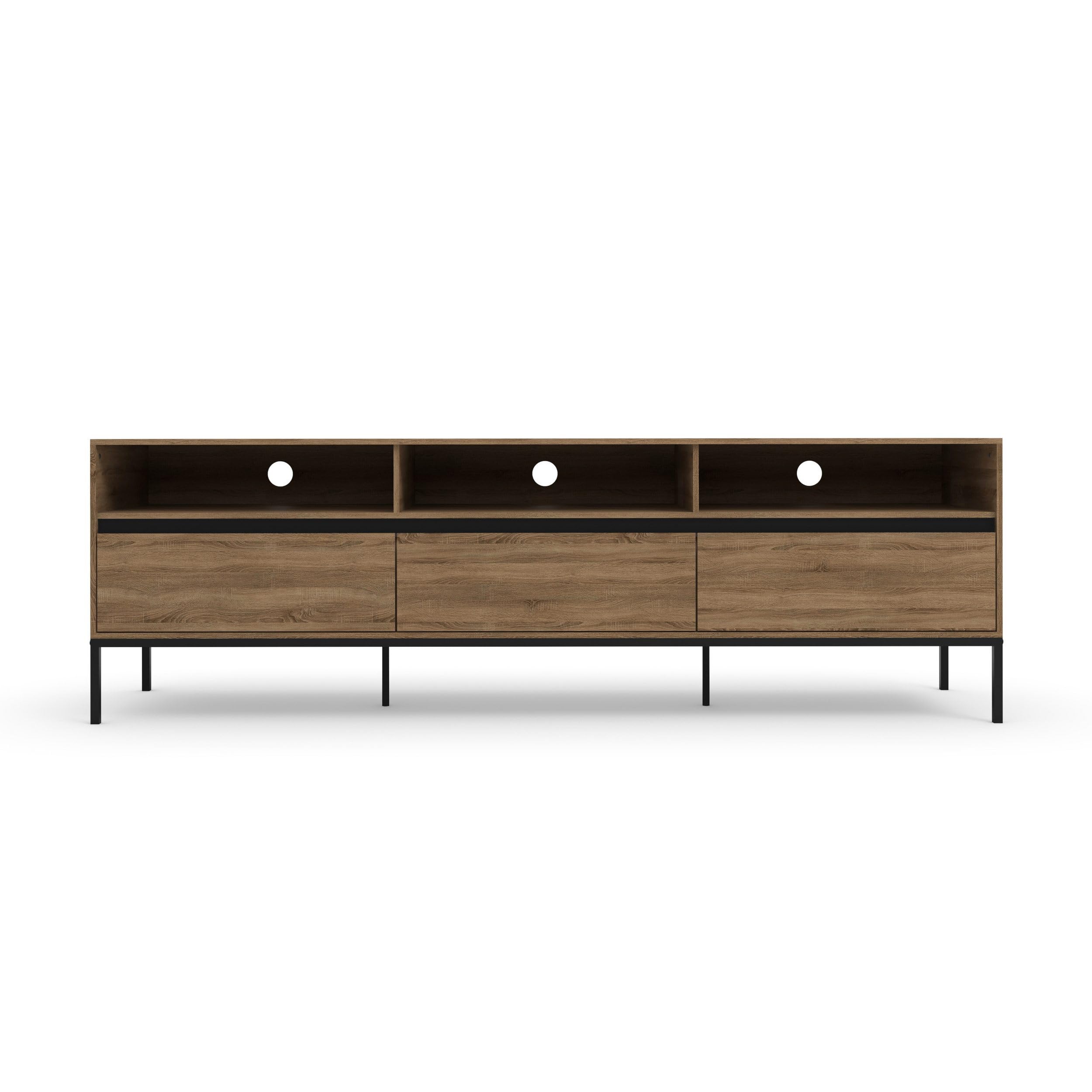Dorel Home Bari Lowboard 3 Drawers in Oak/Black, 40x160x50cm (DxWxH)