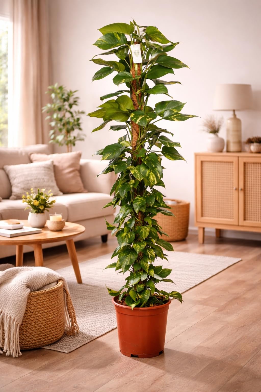Efeutute (Epipremnum Aureum) am Moosstab – XXL, Pflegeleichte, Luftreinigende Zimmerpflanze im Topf Ø 27 cm, Höhe ca. 160 cm