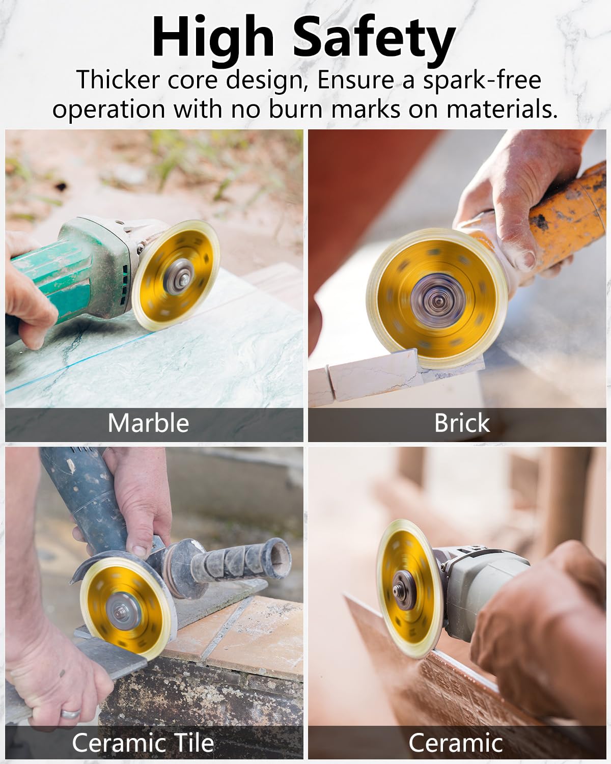 ZORUNNA 5Pcs Diamond Blade for Angle Grinder, Super Thin 4.5" Diamond Blade for Grinder, Chip-Free Tile Cutting Blade for Dry and Wet Cutting Porcelain Ceramic Granite Marble Tile