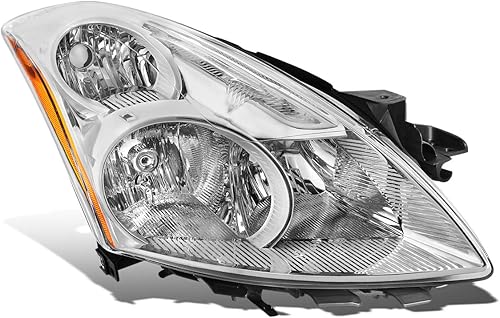 DNA Motoring OEM-HL-0068-R reemplazo de la lámpara del faro del lado del pasajero del estilo de fábrica del ámbar cromado para 10-12 Altima Sedan
