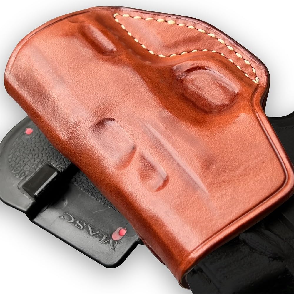 Masc Premium Leather OWB Paddle Holster Open Top Fits CSX 9mm Micro Compact 3.1-inch, Right-Hand Draw, Brown #1620#