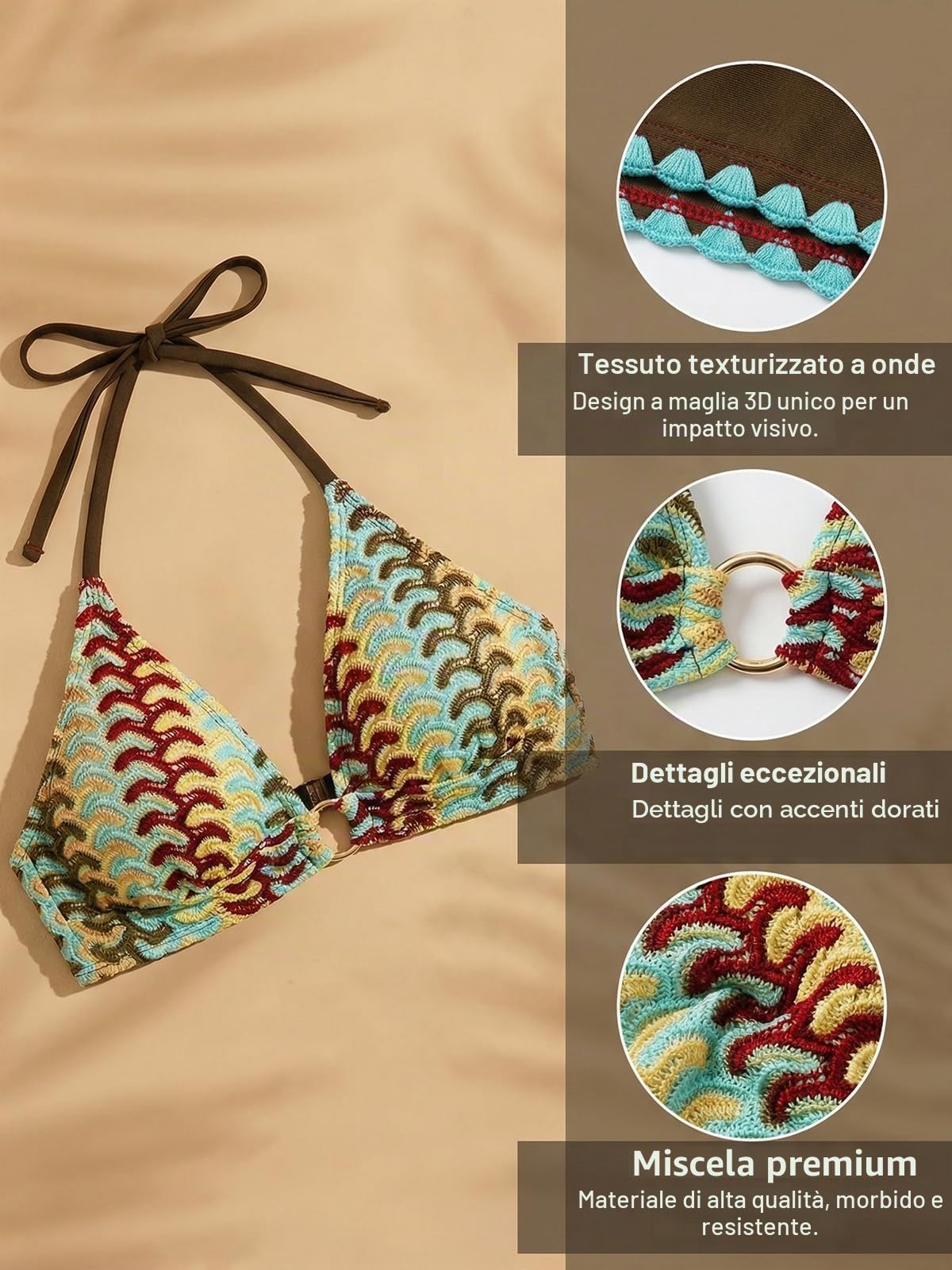 CUPSHE Bikini da donna a vita alta, due pezzi, costume da bagno a blocchi di colore con allacciatura all'americana