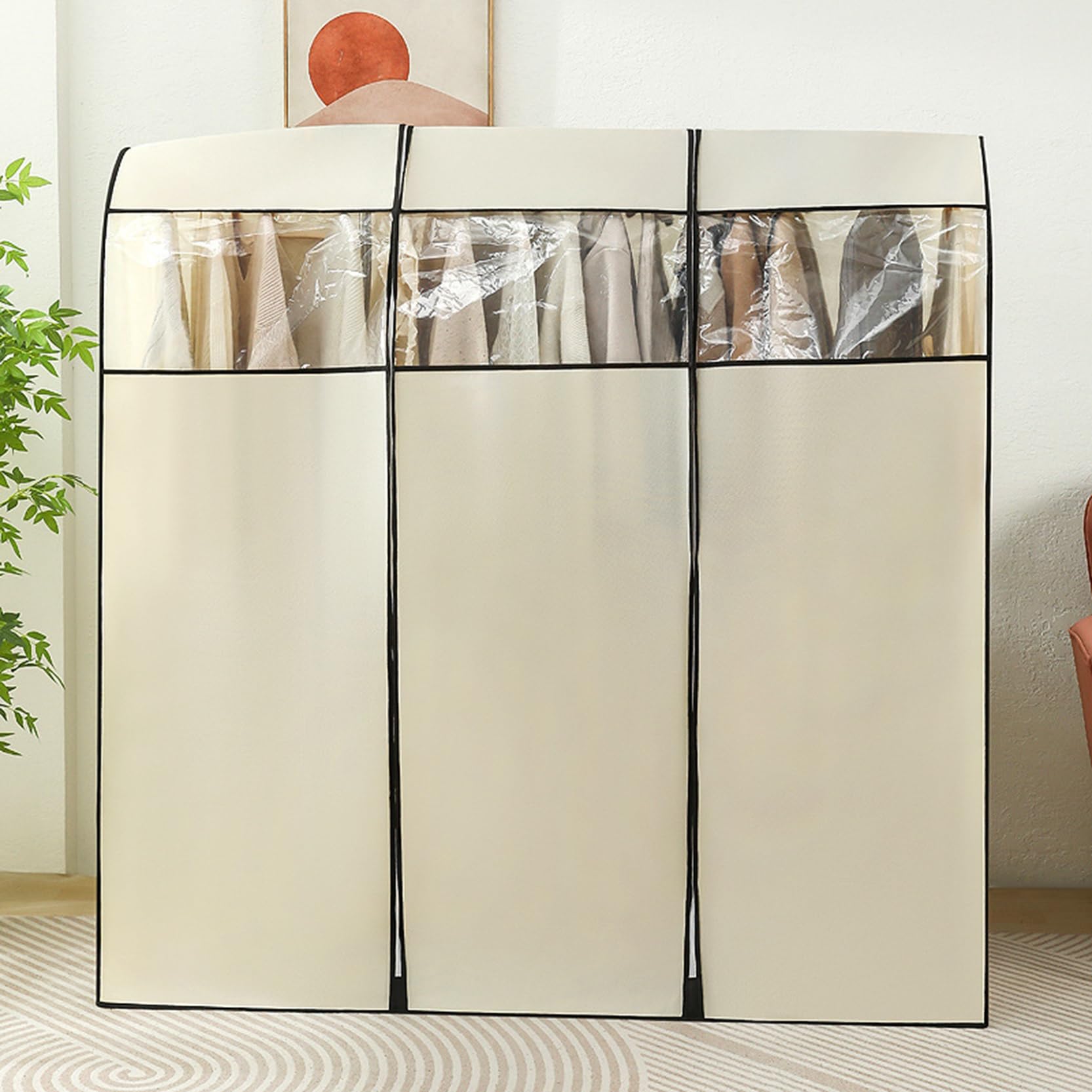 Copertura antipolvere per stendibiancheria, altezza extra 170 cm/180 cm, traspirante, con cerniere e finestra trasparente, profondità 50 cm, ideale per cappotti, abiti, giacche