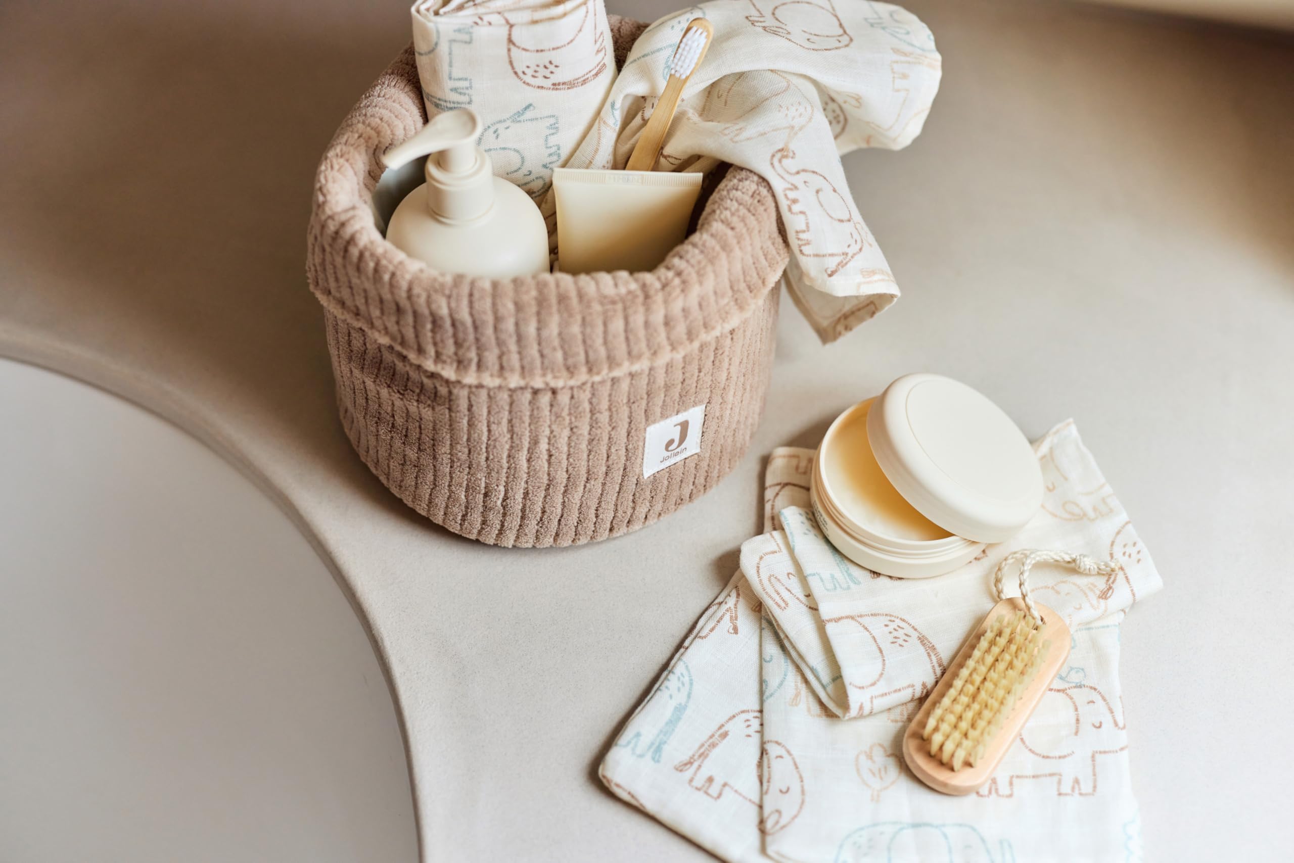 Jollein Gants de Toilette Bébé - Elephant Tales - Lot de 3-15x20 cm - Mousseline - 100% Coton - Gants de Toilette Bébé - Certifiée OEKO-TEX