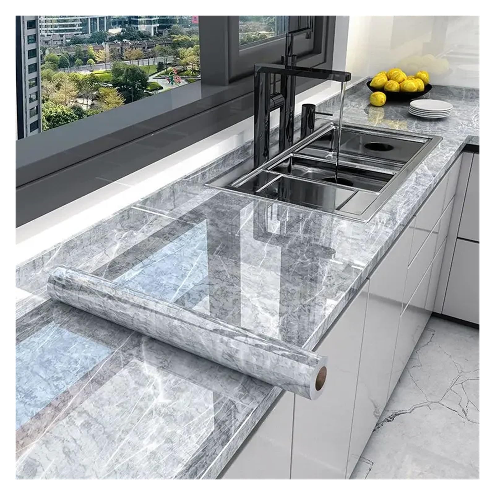 Aywtiun Sd06 Oil Proof Waterproof Contact Paper 20M Marble Self Adhesive Waterproof Wallpaper For Kitchen Cabinet Oil Modern Style Bathroom Decoration Wall For Kitchen Worktop Fridge Splashback(,40Cmx10m)