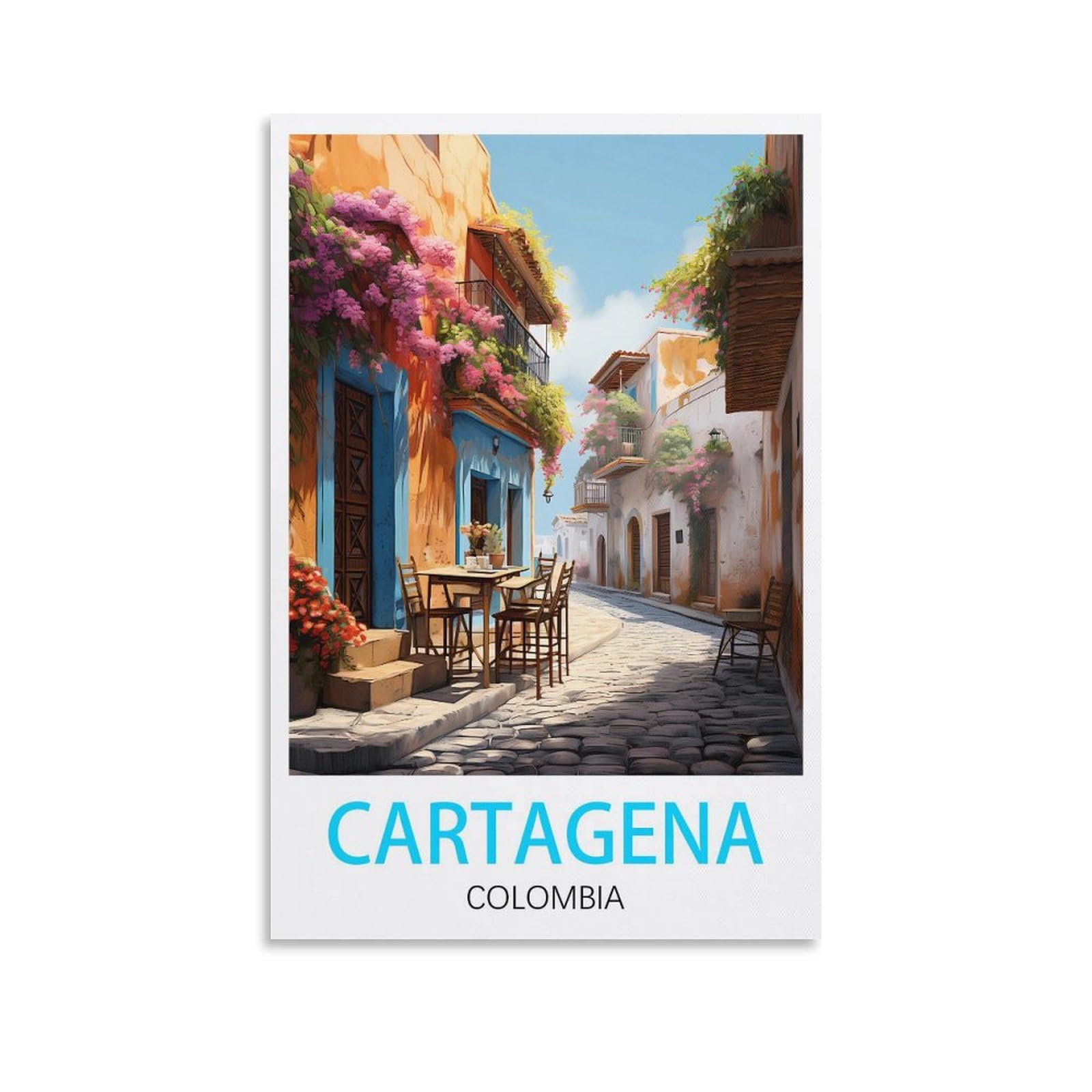 LHJOIUN Cartagena Colombia Vintage Travel Poster 08x12inch(20x30cm) Art Canvas Print For Living Room Bedroom Home Decoration Modern Art