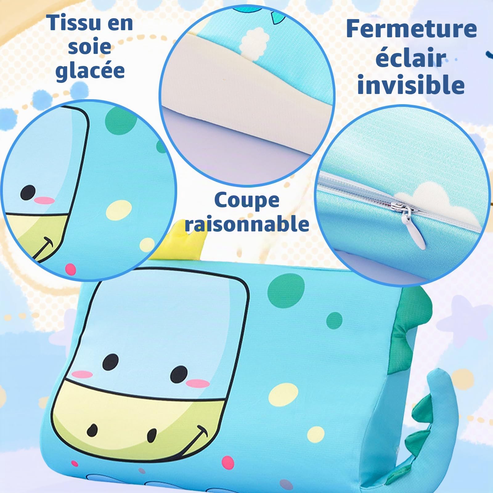 LUKIUP Oreiller Enfant, 45 x 27 cm Sommeil Enfant Coussin Enfant 2-6 Ans, Respirant, Confortable, Ergonomique Espirant et Doux pour la Peau, Barre de Lavage pour à Partir de 3 Ans